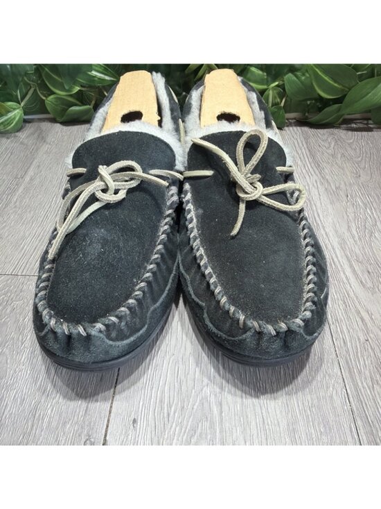 LL Bean Slippers Men Size 12 M Shoes Black Sheepskin Shearling Moccasins main image 7